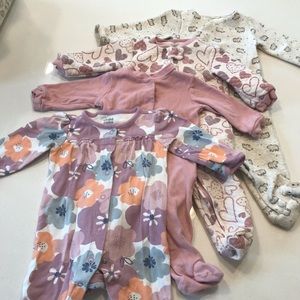 Set of four cotton pajamas baby girl size 6-9M
